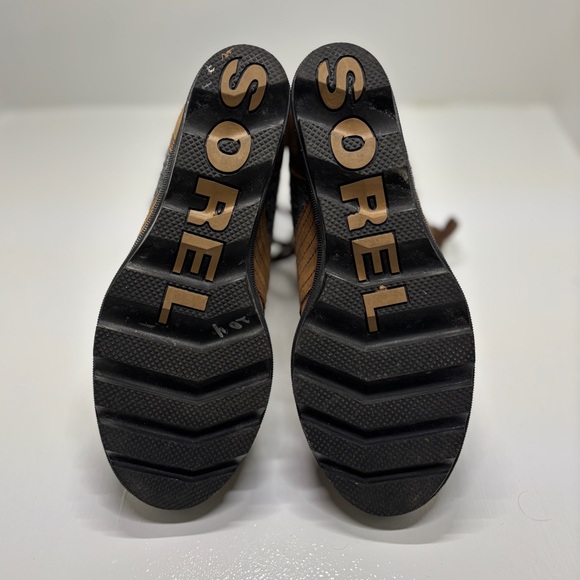 Sorel After Hours Wedge Boots Womens 9 Brown Leather Felt Lace Up NL3376 - Picture 8 of 11